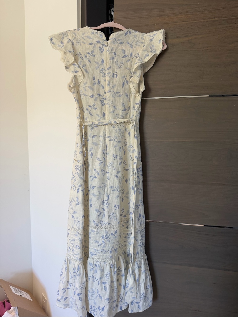 Reformation Cream Maxi Dress with Light Blue Floral Print - Picture 5 of 6